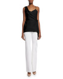 Sleeveless Draped Side-Tie Top, Black