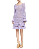 Long-Sleeve Floral Hand-Crocheted Dress