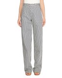 Striped High-Waist Jeans, Blue/White