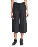 Ellis Wide-Leg Cropped Pants, Black