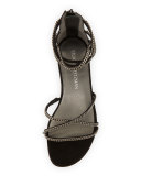 Chaindown Strappy Flat Sandal, Black