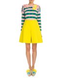 Flared Cotton Bermuda Shorts, Yellow