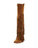 Gipsy Fringe Suede Over-The-Knee Boot, Russet