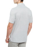 Cotton-Silk Short-Sleeve Polo Shirt, Gray