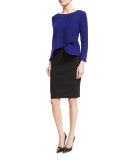 High-Waist Crepe Jersey Pencil Skirt, Black