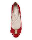 Varina Patent Bow Ballerina Flat, Rosso (Red)