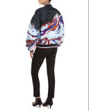 Montagne-Print Down Bomber Jacket, Cornflower Blue
