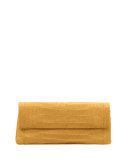 Gotham Crocodile Flap Clutch Bag, Yellow Matte