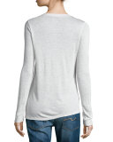 Long-Sleeve Melange Jersey Tee, White