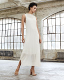 Fisher Project Funnel-Neck Semisheer Midi Dress