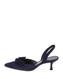 Carolyne Ruffled Low-Heel Halter Pump, Navy
