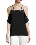 Justine Cold-Shoulder Top, Black