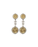 Silver and Bronze Double-Drop Coin Earrings