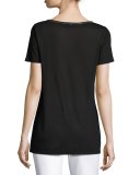 Sleek Viscose Jersey Crystal-Trim Tee