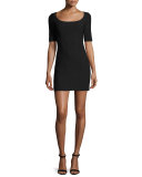 Aiden Ponte Mini Dress, Black
