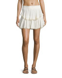 Tiered Ruffled Cotton Miniskirt, Dalia 