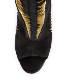 Miss Circus Peep-Toe 120mm Red Sole Bootie, Black/Mekong