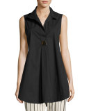 Livigno Long Sleeveless Stretch-Cotton Tunic, Black