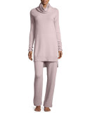 Cashmere Cowl-Neck Sweater & Pant Lounge Set, Quartz