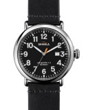 47mm Runwell Leather Watch, Black 
