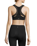 Sling Mesh-Trim Sports Bra, Black
