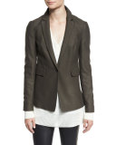 Club Wool Single-Button Jacket, Army Green