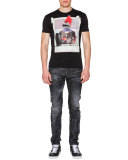 Graphic-Print Short-Sleeve Jersey Tee, Black