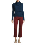 Inga Long-Sleeve Faux-Scarf Top, Marble Bright Blue