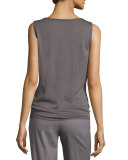 Fine-Gauge Merino Tank Top, Light Nickel 