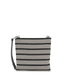 Striped Monili Leather Crossbody Bag, Black/Silver