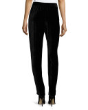 Bianca Silk Velvet Ankle Pants, Black