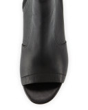 Fionn Open-Toe Leather Bootie, Black