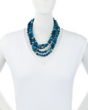 Multi-Strand Beaded Teal Agate Necklace