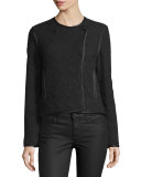 Quincy Quilted Snap-Front Jacket, Black