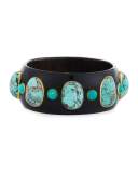 Michezo Turquoise-Studded Dark Horn Bangle