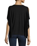 Bella Flutter-Sleeve Top, Black