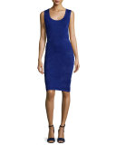 Sleeveless Back-Cutout Sheath Dress, Cobalt 
