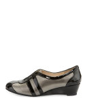 Paislee Striped Wedge Sneaker, Pewter