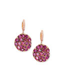 Rhodolite Round Wavy Drop Earrings