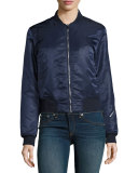 Morton Satin Bomber Jacket, Navy