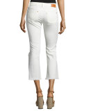 Five-Pocket Cropped Denim Leggings, White