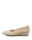 Felicity Stretch Fabric Envelope Wedge, Beige