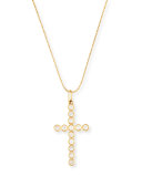 14K Gold Bezel-Set Diamond Cross Charm Necklace