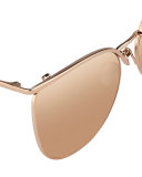 Semi-Rimless Square Sunglasses, Rose Gold