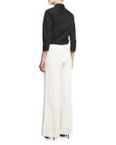 Silk Wide-Leg Pants, Ivory