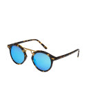 St. Louis Mirrored Round Sunglasses, Bengal Blue