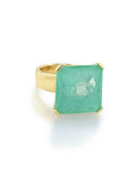 18K Rock Candy Large Square Doublet Ring in Turquoise, Size 7