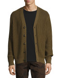 Lattice-Stitch Cotton Cardigan, Brown