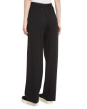High-Waist Single-Pleat Pants, Black
