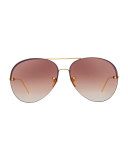 Rimless Gradient Aviator Sunglasses, Brown